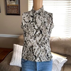 Like New DKNY Snake Print Sleeveless Turtleneck